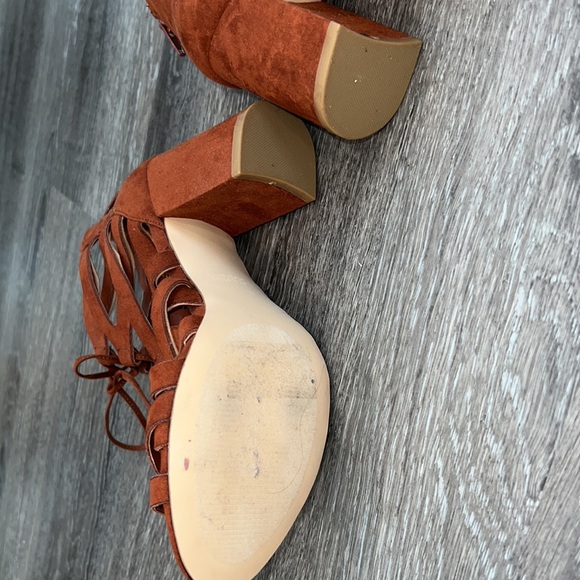 Forever 21 Cutout Laceup Heels Burnt Orange - Picture 9 of 10